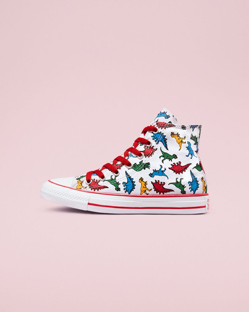 Zapatillas Altas Converse Chuck Taylor All Star Dinosaurs Niño Blancas Rojas Azules | PE 0L7428